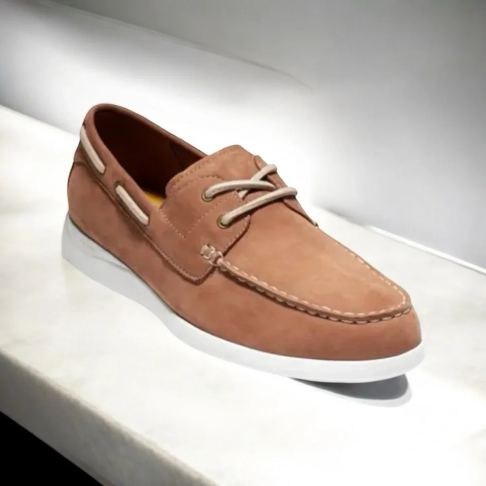 COLE HAAN Grand Atlantic Boat Shoe SIZE 10 MEDIUM Cognac
